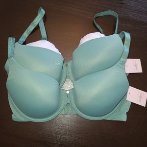 Pack of 2 Women's Lightly Lined Semi-Demi Bra Moss flash green Auden 34D NWT